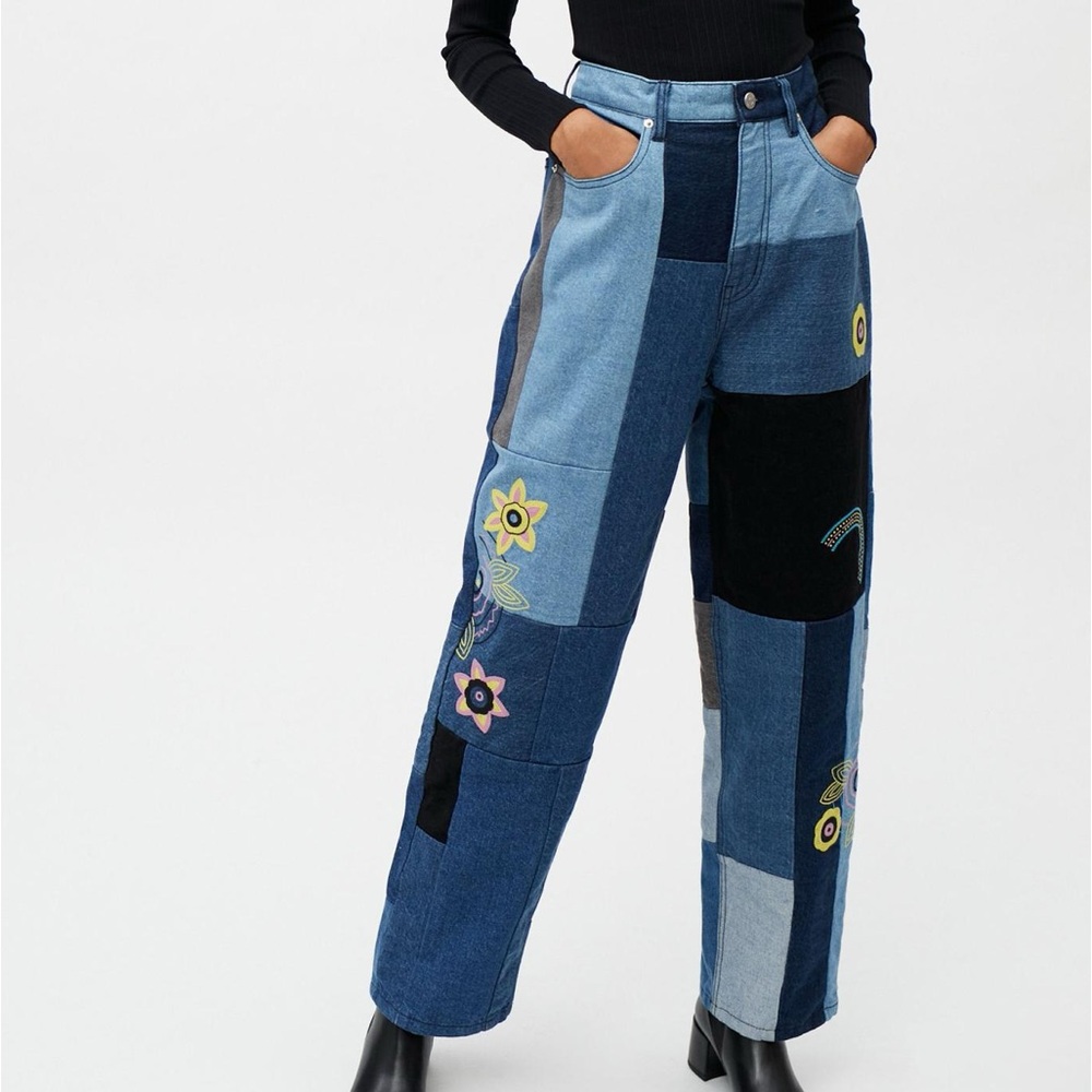 BDG Urban Outfitters | High Rise Baggy Patchwork Embroidered Jeans